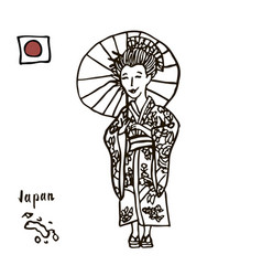 Japanese woman in a kimono Royalty Free Vector Image