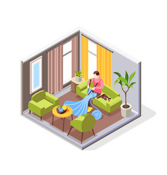 Knitting isometric concept Royalty Free Vector Image