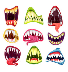 Monster face funny emoticons and emojis cartoon Vector Image