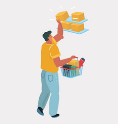 Man with stacked boxes Royalty Free Vector Image