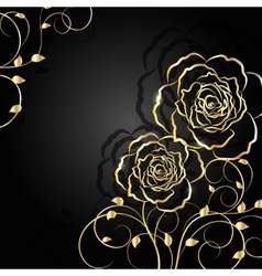 Gold flowers with shadow on dark background Vector Image