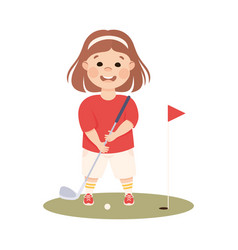 Golfer girl ready to shoot Royalty Free Vector Image