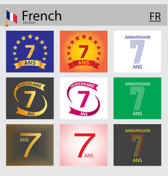 French set of number 7 templates Royalty Free Vector Image