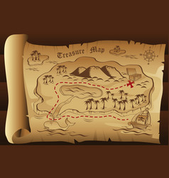 Old map scroll pirate antique treasure map Vector Image