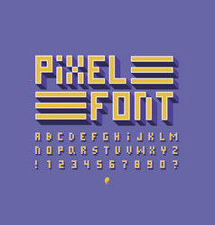 Pixel shadow font alphabet Royalty Free Vector Image