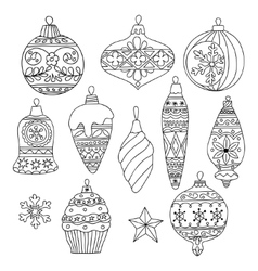 Set of hand drawn Christmas tree balls Royalty Free Vector