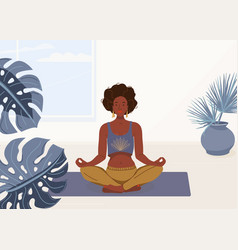 African american yogi girl Royalty Free Vector Image