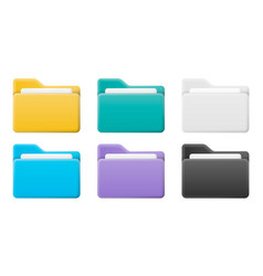 File folder icon set open folder and close folder Vector Image