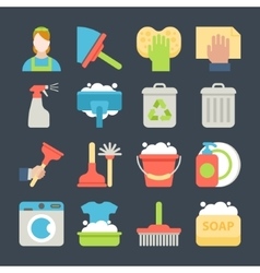 Set isolated cleaning icon white Royalty Free Vector Image