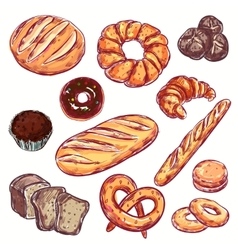 9 highly detailed bread icons Royalty Free Vector Image