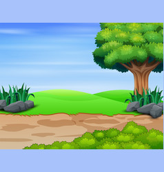 Cartoon of a big tree at the forest Royalty Free Vector