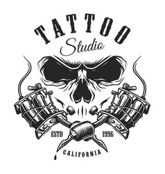 Tattoo studio emblem with machine Royalty Free Vector Image