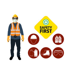 Safety equipment construction concept white Vector Image