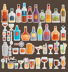 Drinks and beverages icon set flat Royalty Free Vector Image