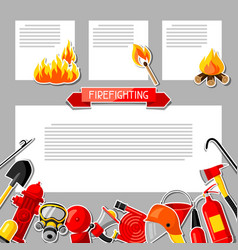 Set of firefighting stickers fire protection Vector Image