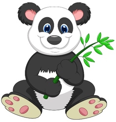 Giant panda cartoon eating bamboo Royalty Free Vector Image