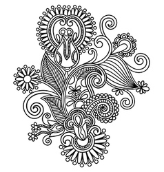 Hand draw line art ornate flower design Royalty Free Vector