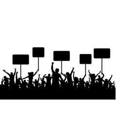 Crowd people silhouette transparent protest Vector Image