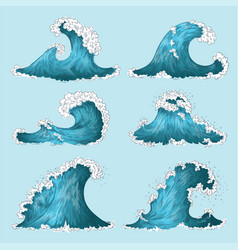 Sketch ocean waves hand drawn sea storm wave Vector Image