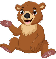 Cartoon babrown bear sitting Royalty Free Vector Image