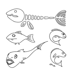 Humorous drawing fish set Royalty Free Vector Image