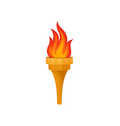 Yellow torch with bright red-orange fiery flame Vector Image