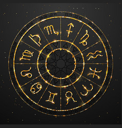 Wheel zodiac golden astrological signs Royalty Free Vector