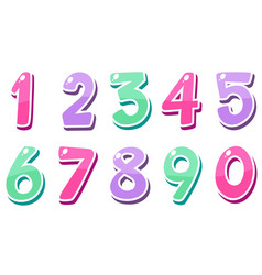 Font design for number one to zero on white Vector Image