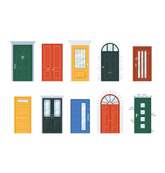 House doors cartoon front entrance exterior wall Vector Image