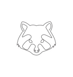 One single line drawing lovely funny raccoon Vector Image