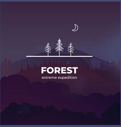 trendy forest logo badge in outline style in the vector image