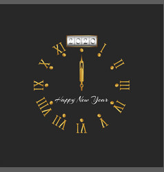 2020 New Year Greeting Card With Golden Clock On Vector Image