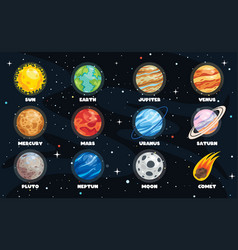 Colorful planets solar system Royalty Free Vector Image