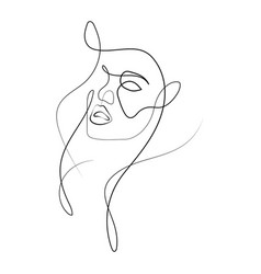 Beautiful female face line art drawing Royalty Free Vector