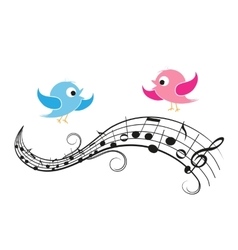 Music note with stylized kids silhouettes Vector Image