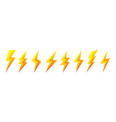 Black and yellow lightning bolt icons isolated Vector Image