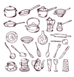 Table setting drawing Royalty Free Vector Image