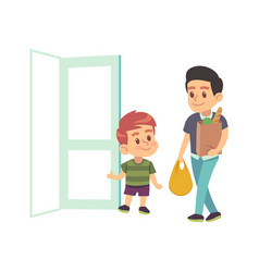 Boy Helping A Girl Stand Up Royalty Free Vector Image