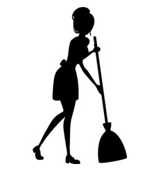 Black silhouette beautiful maid in classic french Vector Image