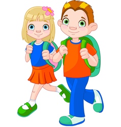 Boy and girl ready to school Royalty Free Vector Image