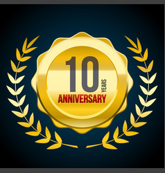 Anniversary golden laurel wreath 1 year Royalty Free Vector