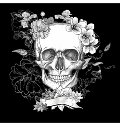 Skull and flowers day of the dead Royalty Free Vector Image