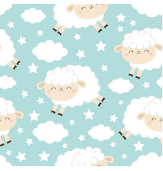 Seamless pattern sheep sleeping eyes cloud star Vector Image