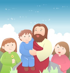 Jesus christ with group of children Royalty Free Vector