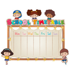 Horizontal timetable for elementary school weekly Vector Image