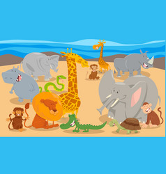 Cartoon cute animal characters group royalty free vector