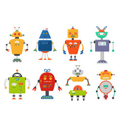 Funny colorful robots collection of Royalty Free Vector