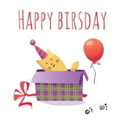 Happy Birthday card background with a cat Vector Image