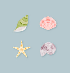 Watercolor set seashells Royalty Free Vector Image