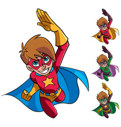 Super boy flying ray light background Royalty Free Vector